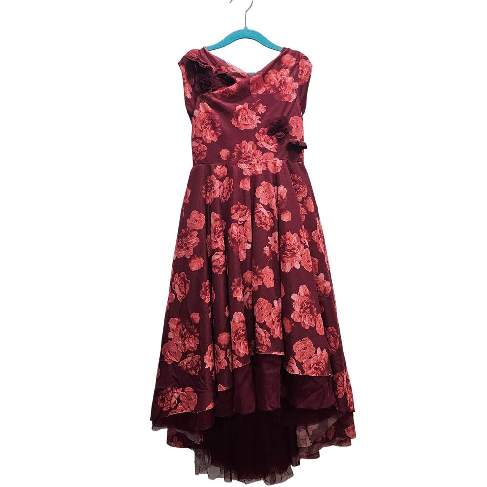 Joyfolie Mia Joy Juliette Juliet Dress Floral Berry Red Hi Lo High Low Girls 6